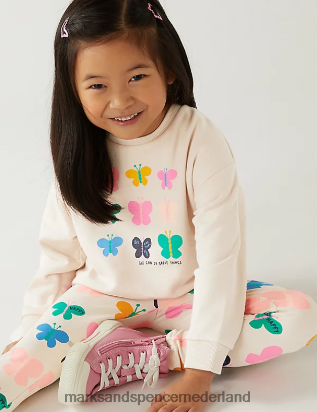 Marks & Spencer kinderen katoenrijk vlindersweatshirt calico kleding N8VZP9714