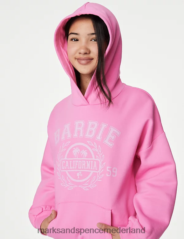 Marks & Spencer kinderen katoenrijke Barbie-hoodie roze kleding N8VZP8771