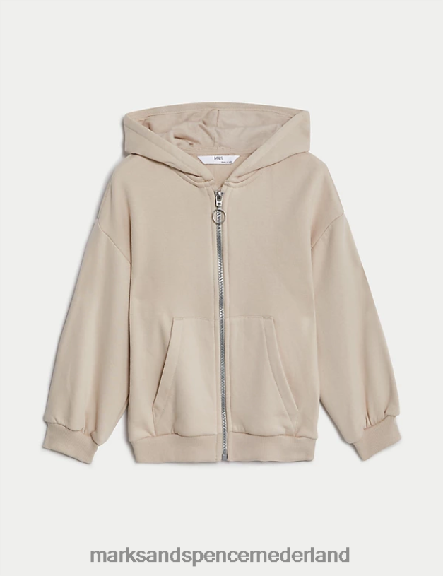 Marks & Spencer kinderen katoenrijke effen hoodie havermout kleding N8VZP9692