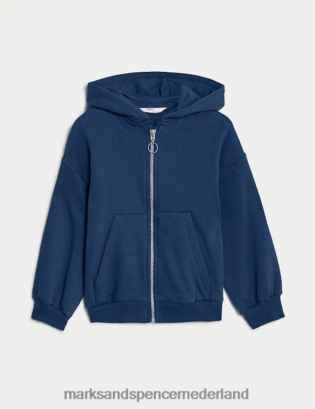 Marks & Spencer kinderen katoenrijke effen hoodie indigo kleding N8VZP9693