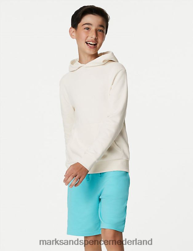 Marks & Spencer kinderen katoenrijke effen hoodie wit kleding N8VZP8662