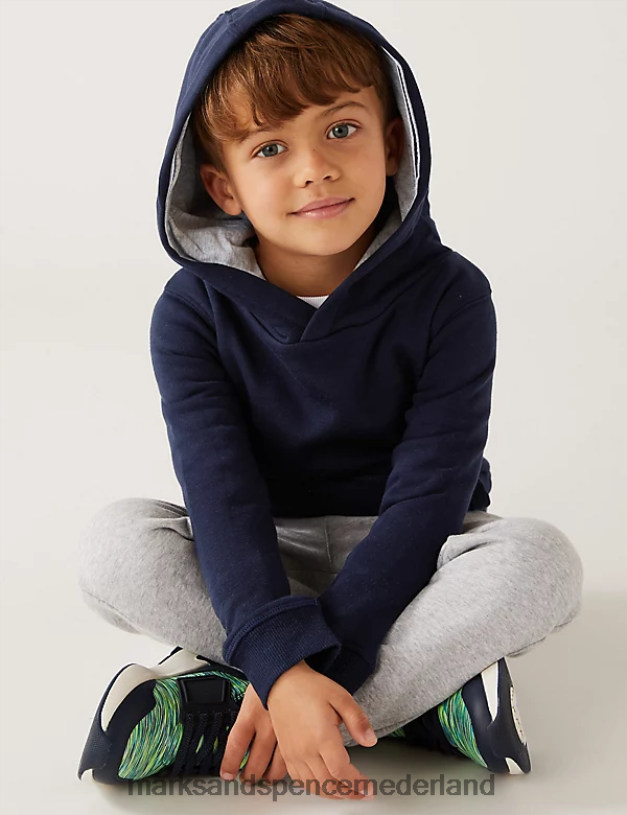 Marks & Spencer kinderen katoenrijke truien met capuchon marine kleding N8VZP7547