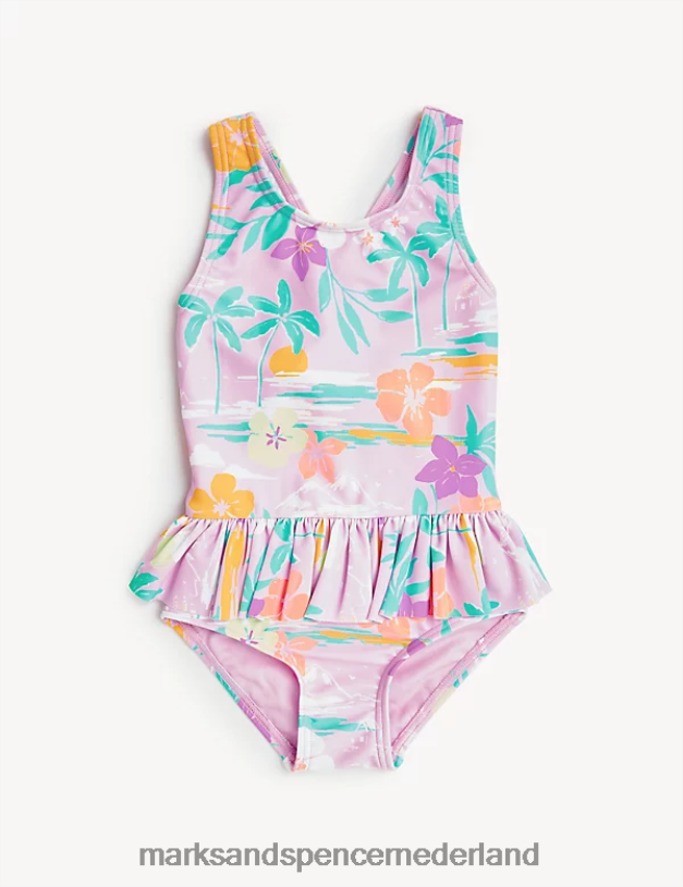 Marks & Spencer kinderen Badpak met palmprint lila mix kleding N8VZP9839