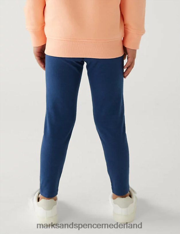Marks & Spencer kinderen 5 stuks katoenrijke, effen leggings donker marine kleding N8VZP9274