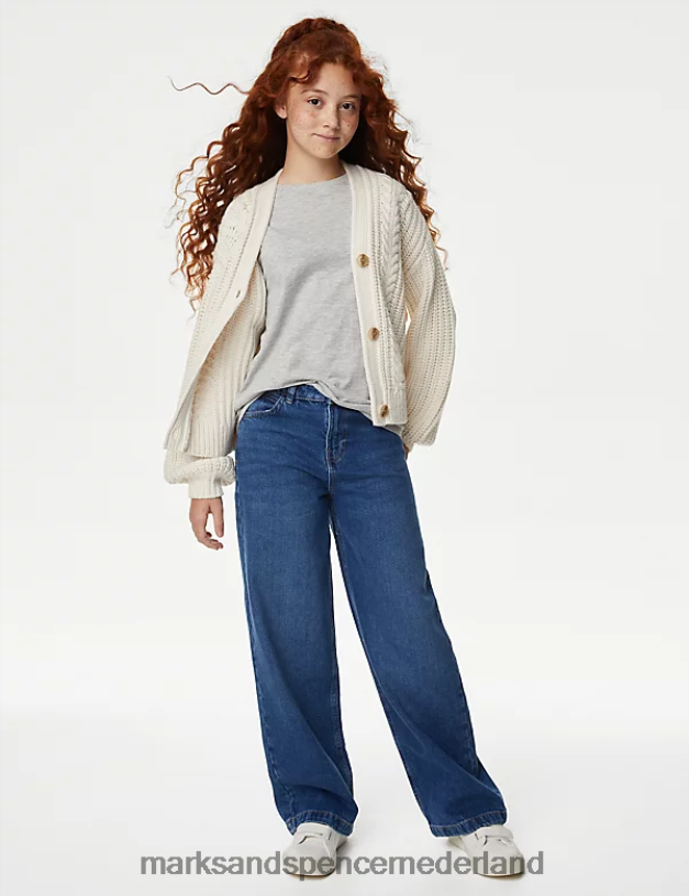 Marks & Spencer kinderen Denimjeans met wijde pijpen donker denim kleding N8VZP8944