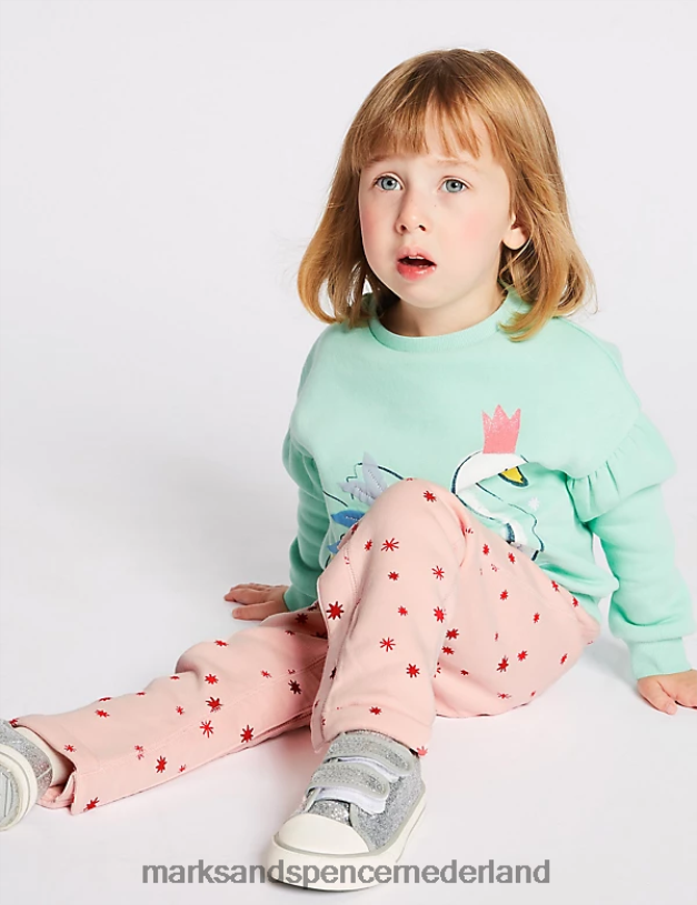 Marks & Spencer kinderen adaptieve katoenrijke joggingbroek roze mix kleding N8VZP7781