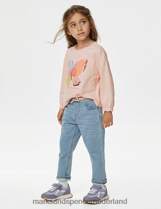 Marks & Spencer kinderen gewone denimjeans lichte denim kleding N8VZP9114
