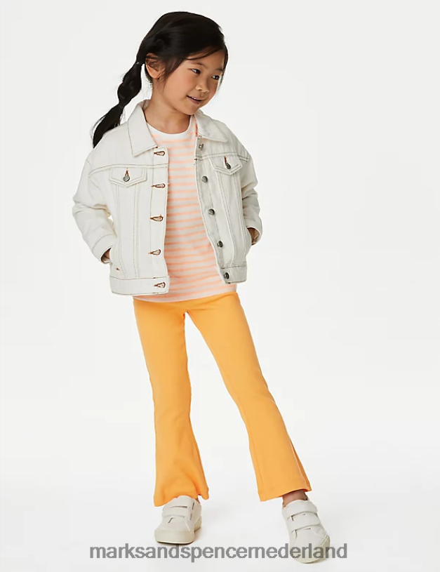 Marks & Spencer kinderen katoenrijke geribbelde uitlopende legging oranje kleding N8VZP9271