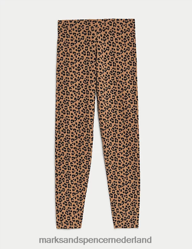 Marks & Spencer kinderen katoenrijke legging met dierenprint bruin mengsel kleding N8VZP8863