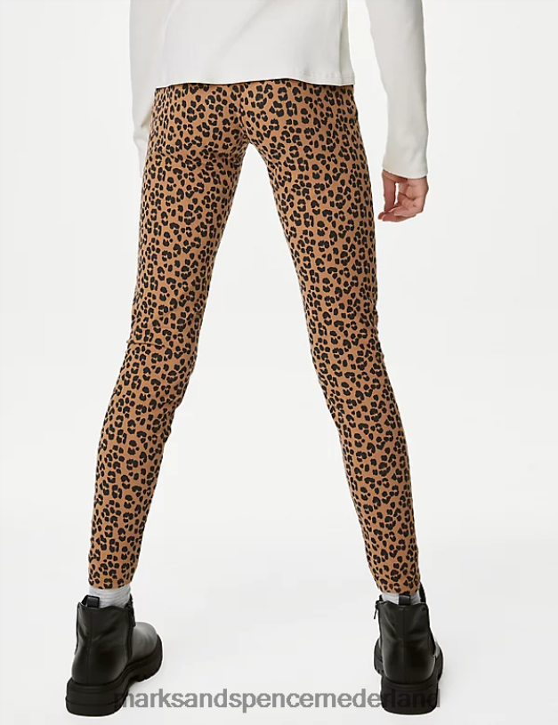 Marks & Spencer kinderen katoenrijke legging met dierenprint bruin mengsel kleding N8VZP8863