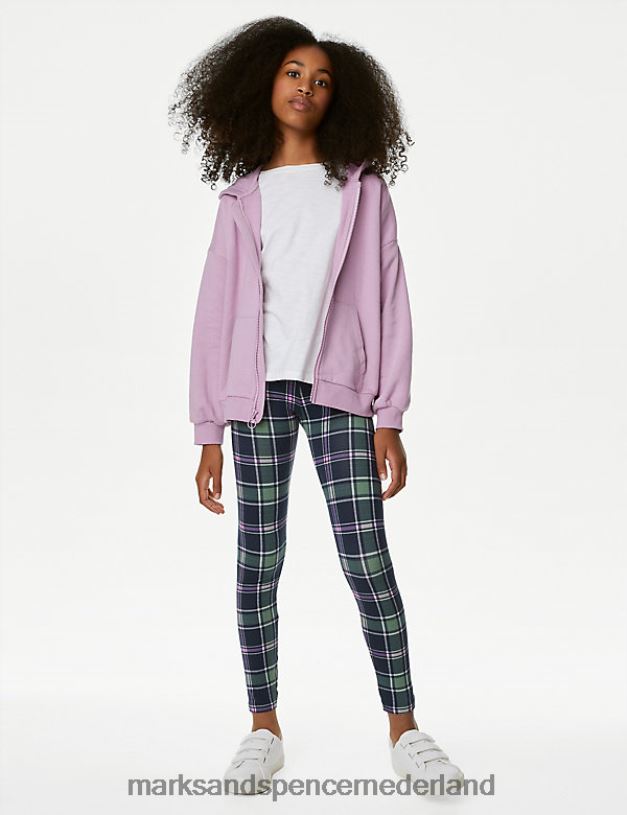 Marks & Spencer kinderen katoenrijke tartan legging groene mix kleding N8VZP8987