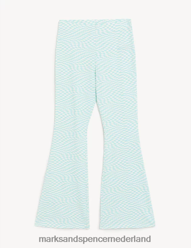 Marks & Spencer kinderen uitlopende legging van katoenrijk schaakbord aquamix kleding N8VZP9818