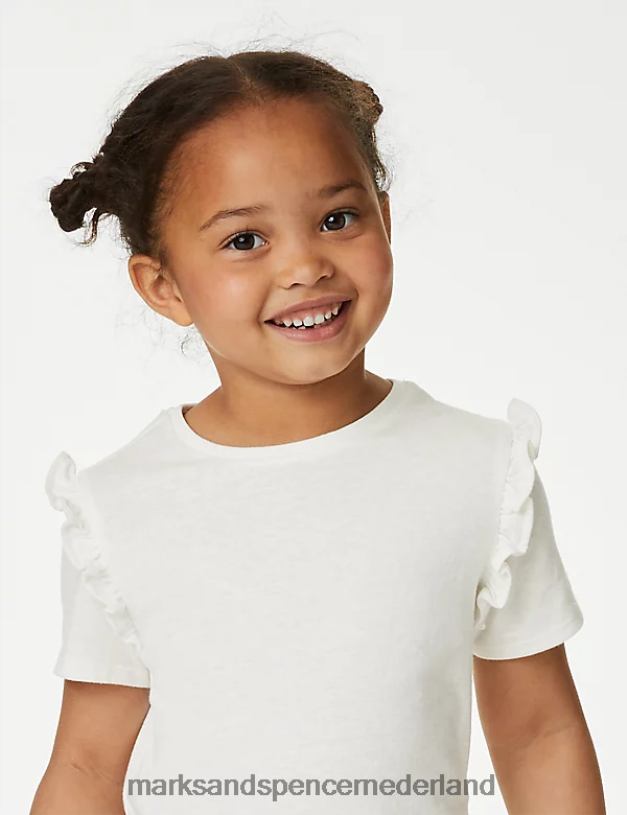 Marks & Spencer kinderen 2-delige katoenmix outfit met gevlekte boven- en onderkant koraal mix kleding N8VZP9483