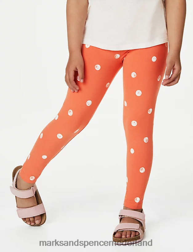 Marks & Spencer kinderen 2-delige katoenmix outfit met gevlekte boven- en onderkant koraal mix kleding N8VZP9483