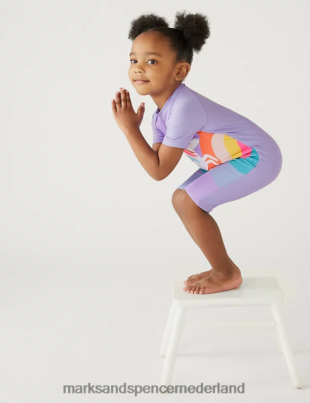 Marks & Spencer kinderen eenhoorn met lange mouwen alles in één lila kleding N8VZP9896