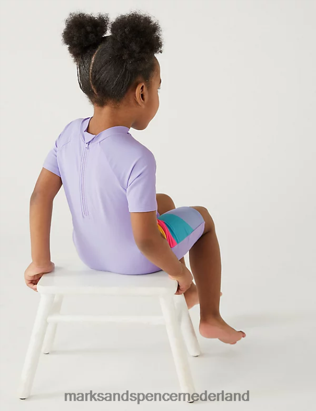 Marks & Spencer kinderen eenhoorn met lange mouwen alles in één lila kleding N8VZP9896