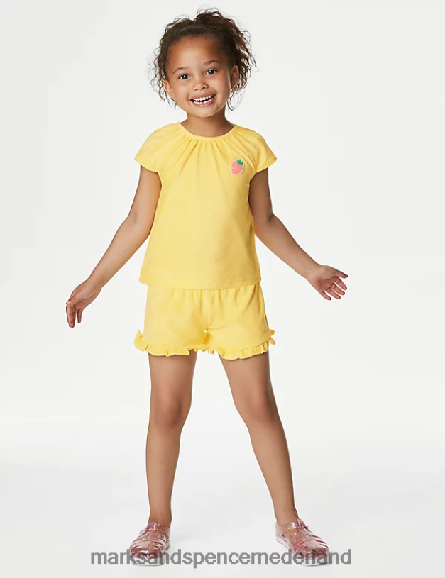 Marks & Spencer kinderen katoenrijke top- en broekoutfit geel kleding N8VZP9586