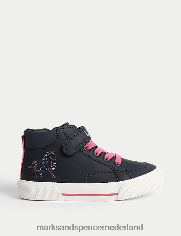 Marks & Spencer kinderen Freshfeet hoge sneakers met eenhoornmotief marine schoenen N8VZP9227
