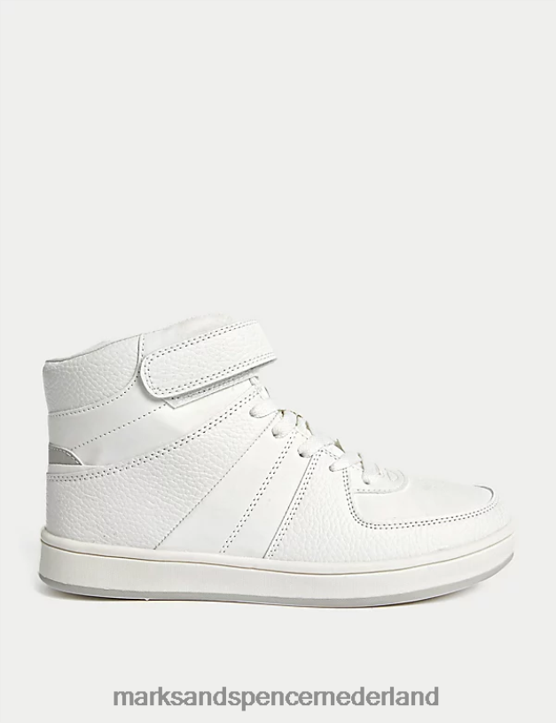 Marks & Spencer kinderen Freshfeet hoge sneakers met riptape witte mix schoenen N8VZP9620