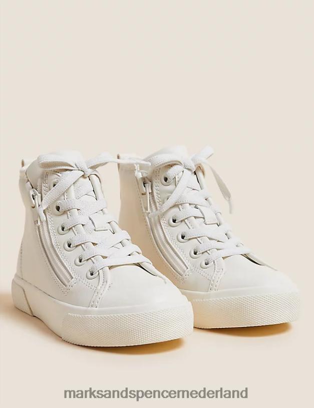 Marks & Spencer kinderen Freshfeet hoge topjes met rits wit schoenen N8VZP8467