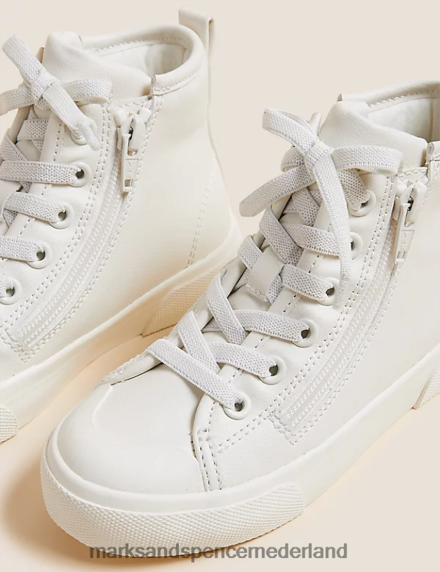 Marks & Spencer kinderen Freshfeet hoge topjes met rits wit schoenen N8VZP8467