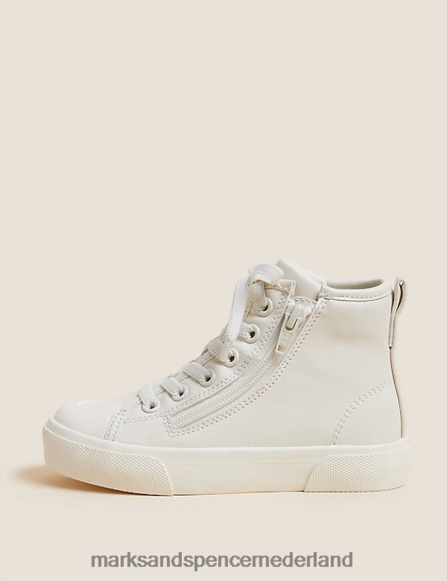 Marks & Spencer kinderen Freshfeet hoge topjes met rits wit schoenen N8VZP8467