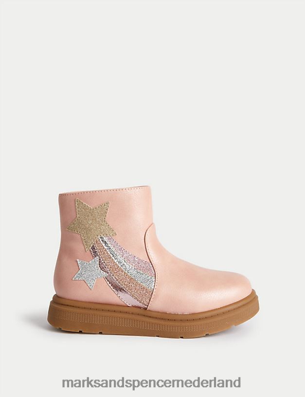 Marks & Spencer kinderen Freshfeet regenboog chelsealaarzen roze schoenen N8VZP9196