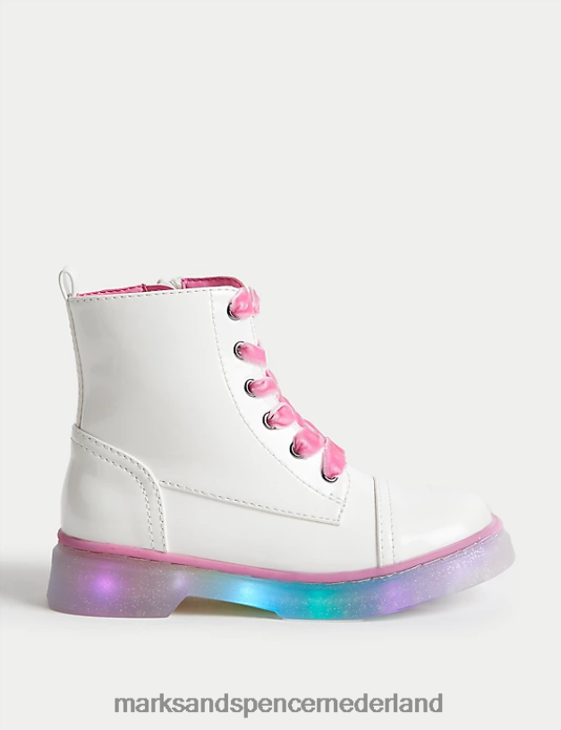 Marks & Spencer kinderen Freshfeet regenboog oplichtende laarzen wit schoenen N8VZP9243