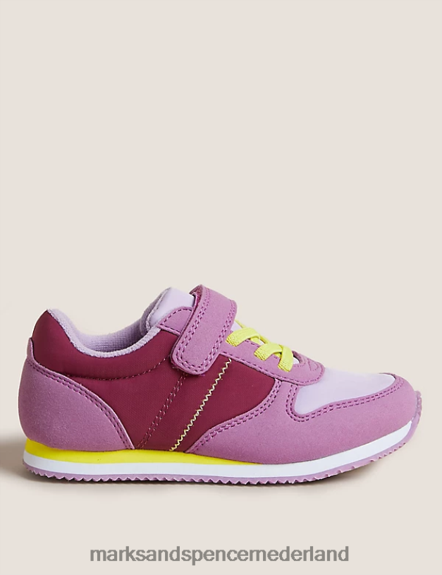 Marks & Spencer kinderen Freshfeet riptape-sneakers roze mix schoenen N8VZP9653