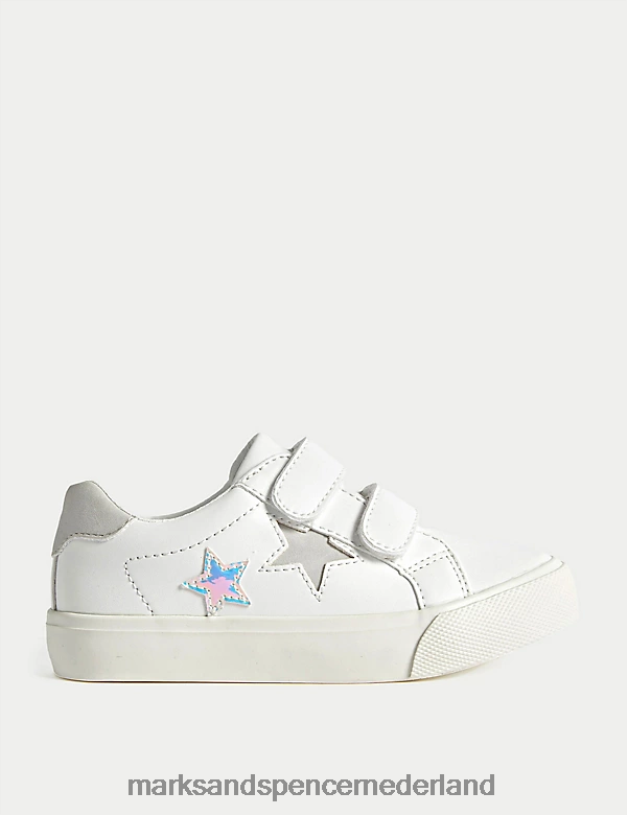 Marks & Spencer kinderen Freshfeet ster riptape-sneakers witte mix schoenen N8VZP8016