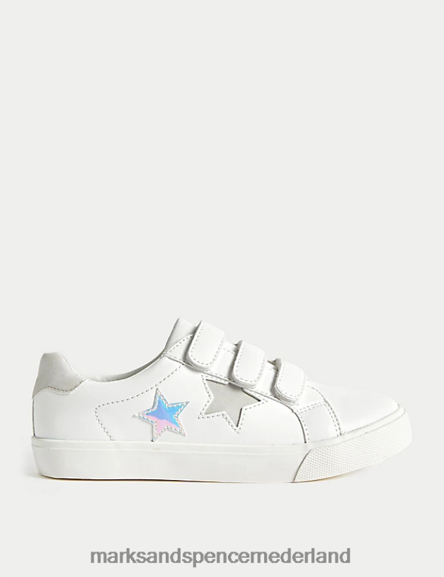 Marks & Spencer kinderen Freshfeet ster riptape-sneakers witte mix schoenen N8VZP8392