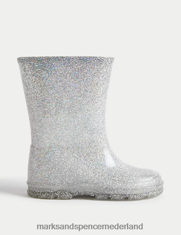 Marks & Spencer kinderen Freshfoot glitterlaarzen zilver mix schoenen N8VZP9856