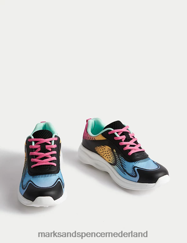 Marks & Spencer kinderen Freshfoot sporttrainers zwarte mix schoenen N8VZP9397