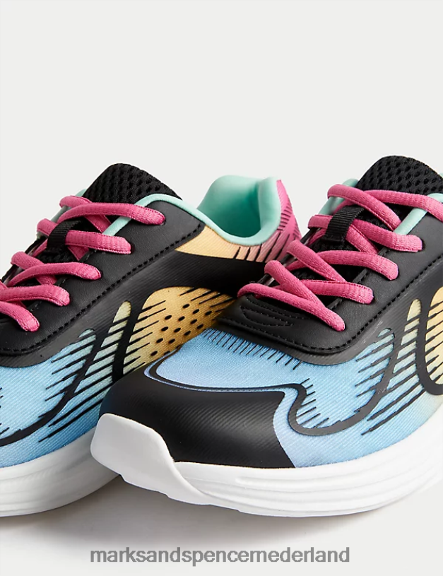 Marks & Spencer kinderen Freshfoot sporttrainers zwarte mix schoenen N8VZP9397