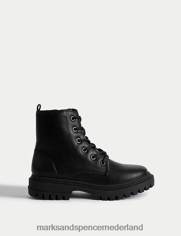 Marks & Spencer kinderen Freshfoot veterlaarzen zwart schoenen N8VZP9370