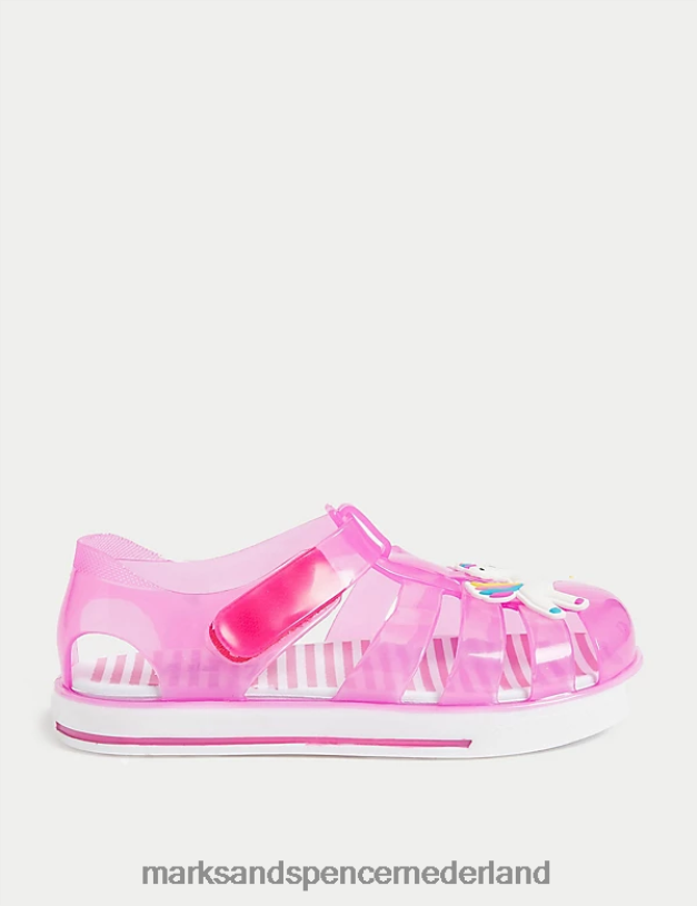 Marks & Spencer kinderen Jelly-sandalen met eenhoorn-riptape roze schoenen N8VZP9884