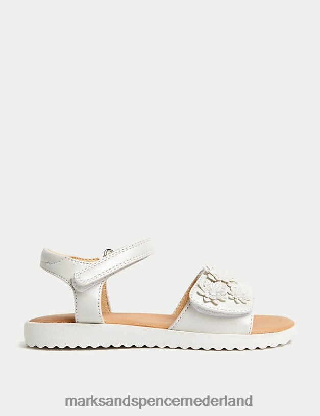 Marks & Spencer kinderen Sandalen met bloemenprint en riptape wit schoenen N8VZP9962