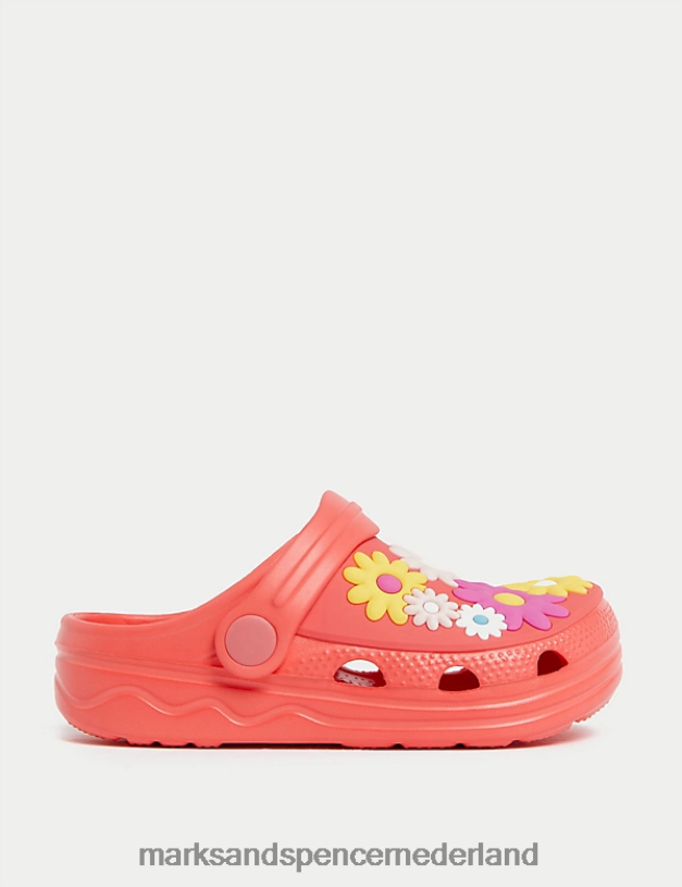 Marks & Spencer kinderen bloemen klompen koraal schoenen N8VZP9788