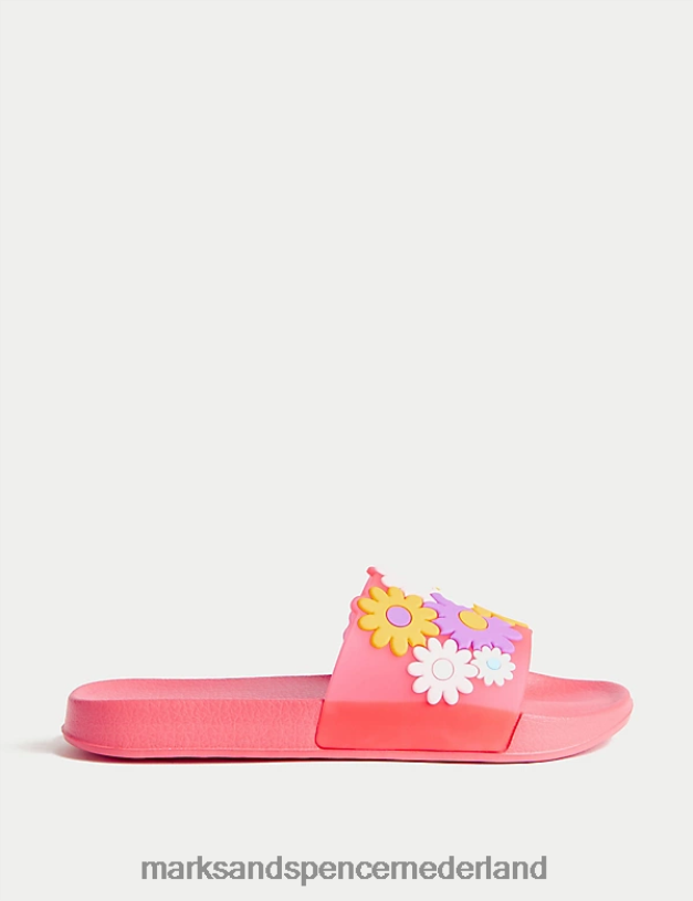 Marks & Spencer kinderen bloemen schuifregelaars koraal schoenen N8VZP9638