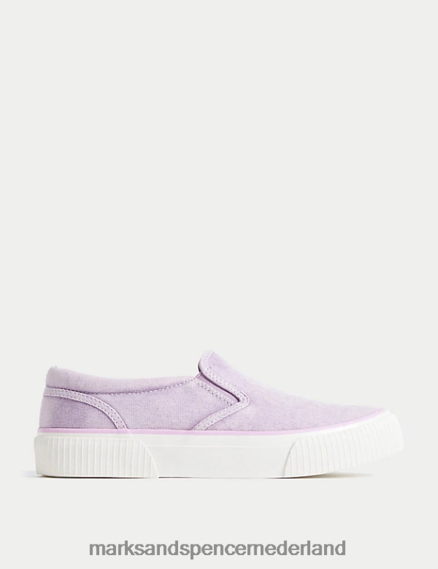Marks & Spencer kinderen canvas slip-on pumps lila schoenen N8VZP9728