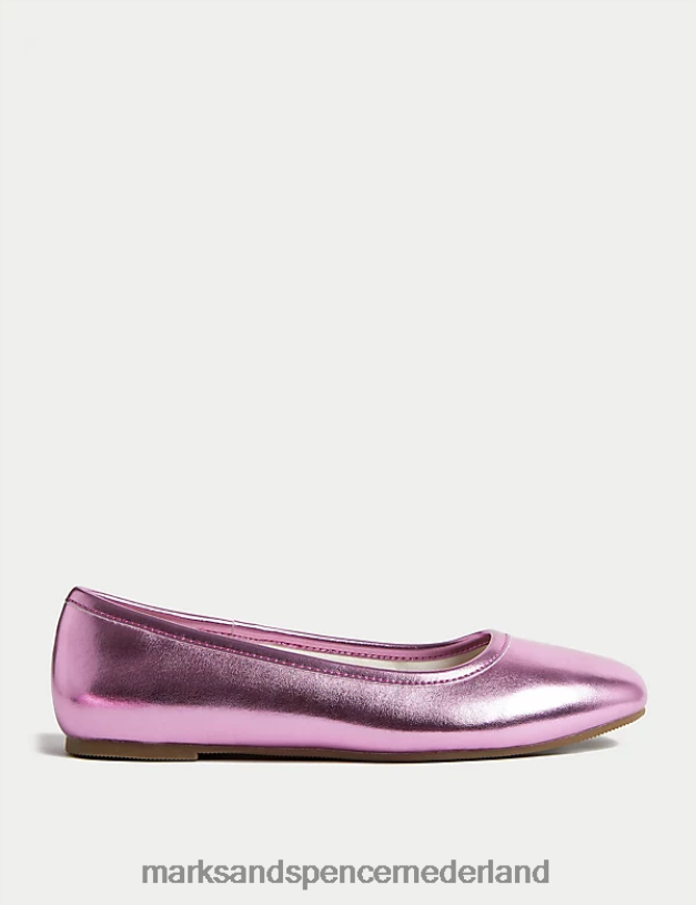 Marks & Spencer kinderen metalen ballerina's roze schoenen N8VZP9657