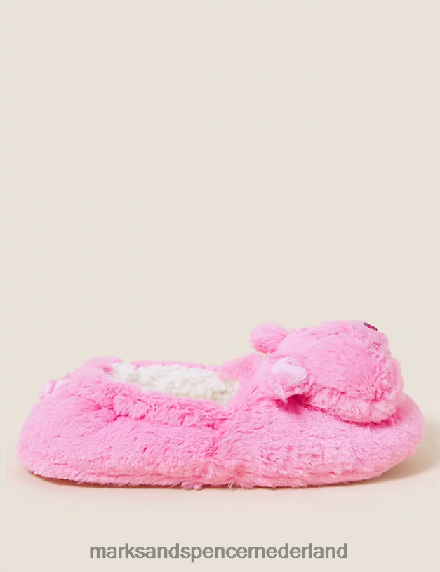 Marks & Spencer kinderen percy varkenspantoffels roze schoenen N8VZP8070