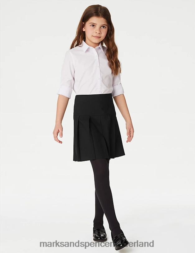 Marks & Spencer kinderen 2 stuks plus-fit geplooide schoolrokken zwart schooluniform N8VZP8898