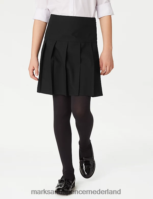 Marks & Spencer kinderen 2 stuks plus-fit geplooide schoolrokken zwart schooluniform N8VZP8898