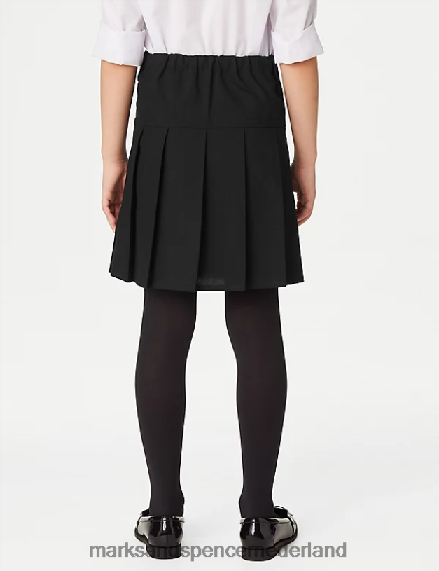 Marks & Spencer kinderen 2 stuks plus-fit geplooide schoolrokken zwart schooluniform N8VZP8898