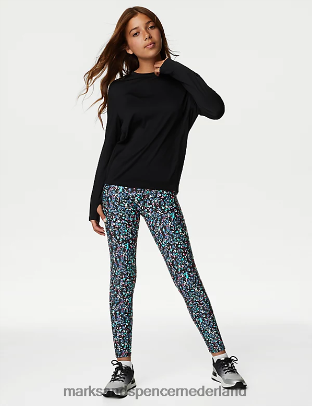 Marks & Spencer kinderen bedrukte sportlegging zwarte mix schooluniform N8VZP9310
