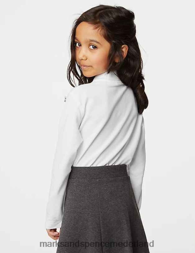 Marks & Spencer kinderen 2 stuks gemakkelijk aan te trekken schoolpoloshirts wit schooluniform N8VZP7893