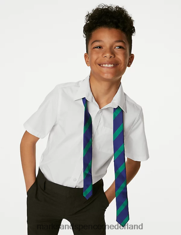Marks & Spencer kinderen 2 stuks huidvriendelijke schooloverhemden met normale pasvorm wit schooluniform N8VZP8412