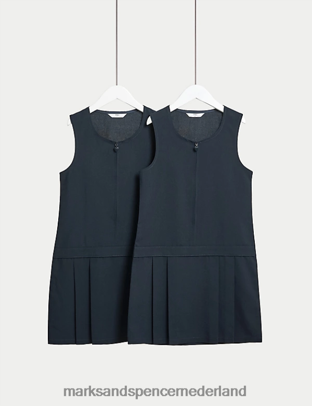 Marks & Spencer kinderen 2 stuks kreukvrije schoolovergooiers marine schooluniform N8VZP8932