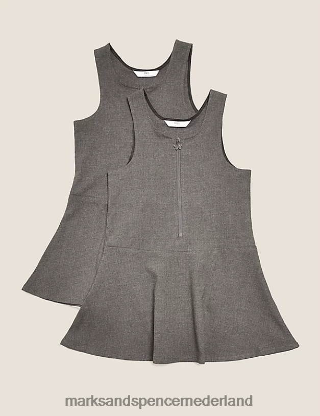 Marks & Spencer kinderen 2 stuks reguliere skaterschoolovergooiers grijs schooluniform N8VZP9835
